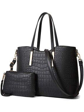 PU Leather Satchel Handbag Women Shoulder Tote with Zipper Pockets
